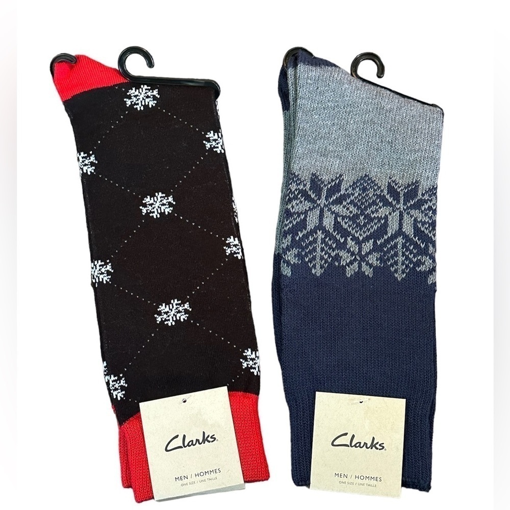 Clarks two pairs‎ of winter theme socks snowflake fair aisle NWT OS unisex Xmas